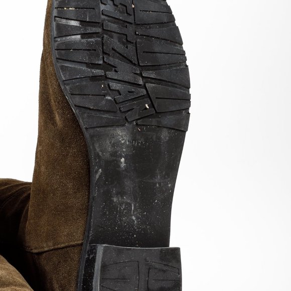 Stuart Weitzman 5050 Mane Fringe Olive Suede Leather OTK Boots - Picture 5 of 11